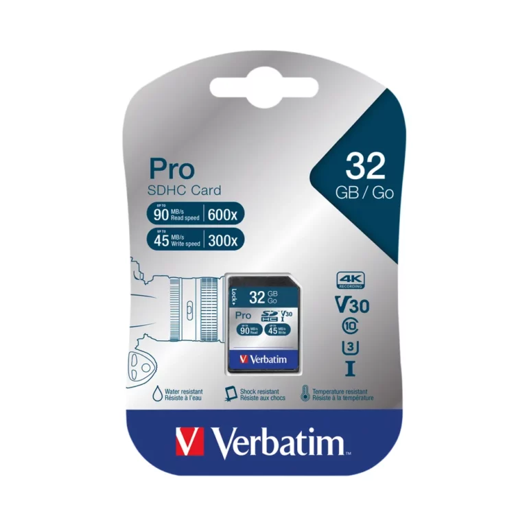 Carte mémoire Micro SD Verbatim Pro U3 - 32Go avec adaptateur - 4K V30