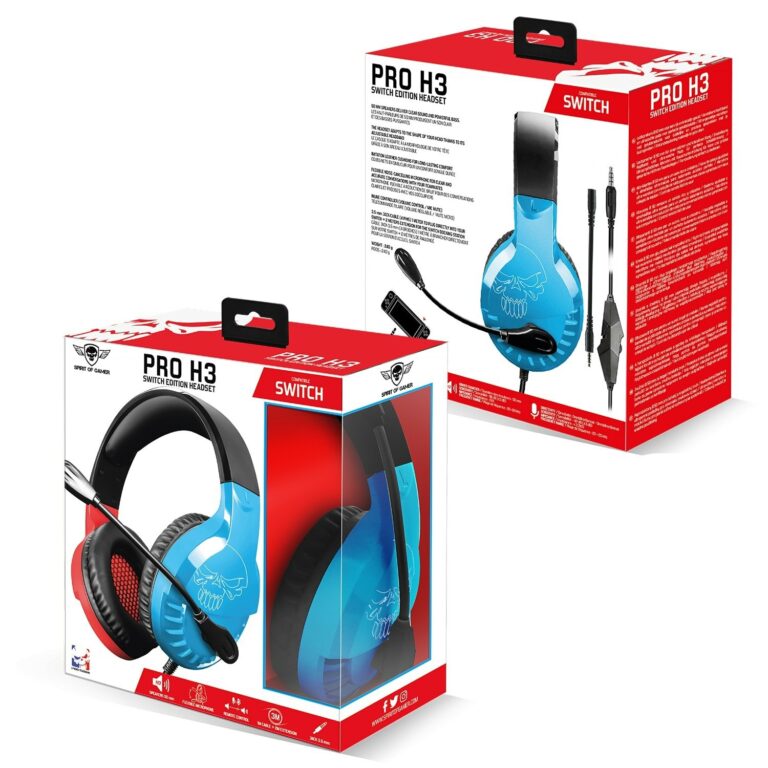 Spirit of Gamer Pro H3 (Nintendo Switch Edition). Casque-micro circum-aural pour gamer - filaire - son stéréo 2.0 - microphone omnidirectionnel - jack 3.5 mm - télécommande - compatible Nintendo Switch