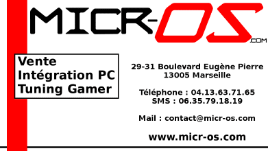 Bienvenue chez Micr-os.com, votre magasin d’informatique vente ordinateurs, composants et réparation 13005 Marseille depuis 2002.