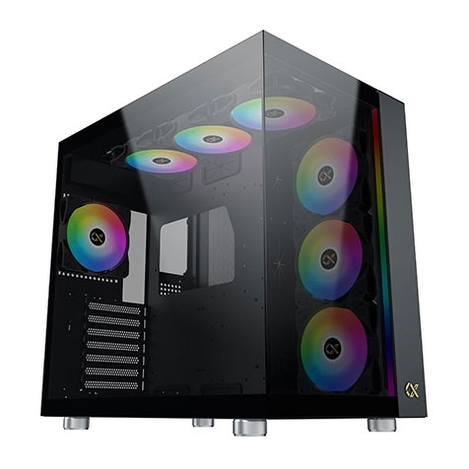 Boitier Moyen Tour E-ATX Xigmatek Aqua Ultra RGB avec panneaux vitrés (Noir) - Boîtier Grand Tour avec façade et paroi en verre trempé