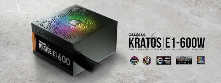 Alimentation ATX Gamdias Kratos E1-600 RGB - 600W (Noir) - 16210-01401-10000-G