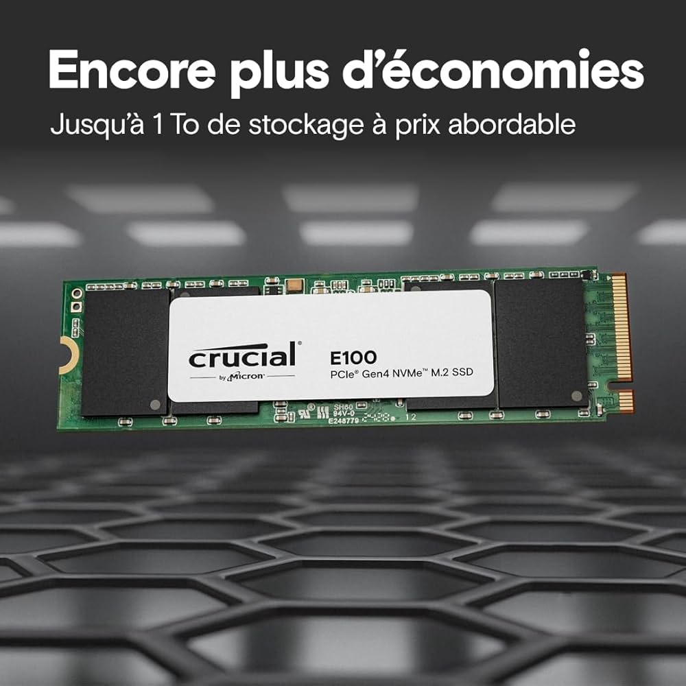 Disque SSD Crucial E100 1To - M.2 NVMe Type 2280 - CT1000E100SSD8