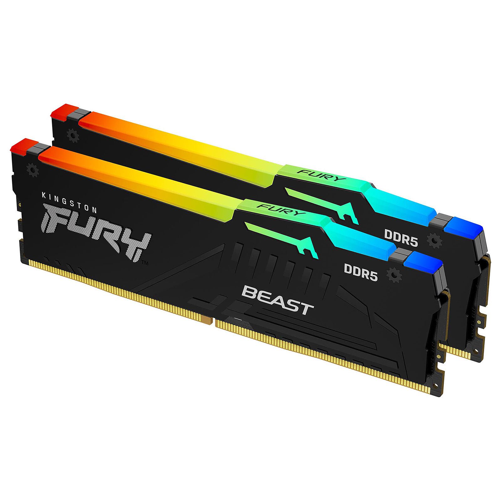 Kit Barrettes mémoire 32Go (2x16Go) DIMM DDR5 Kingston Fury Beast RGB 5600MHz (Noir) - KF556C36BBEAK2-32