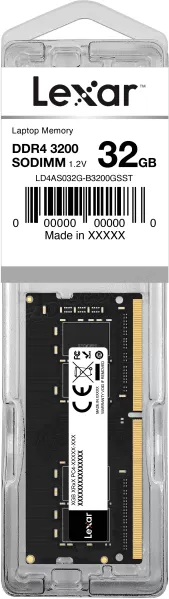 Barrette mémoire SODIMM 32Go DDR4 Lexar 3200Mhz (Noir) - LD4AS032G-B3200GSST