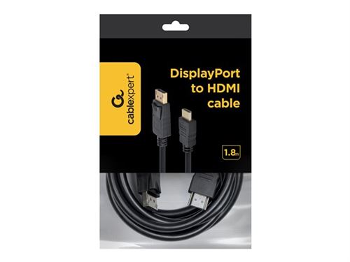 Cablexpert Cable DisplayPort vers HDMI M/M de 1.8m (Noir)