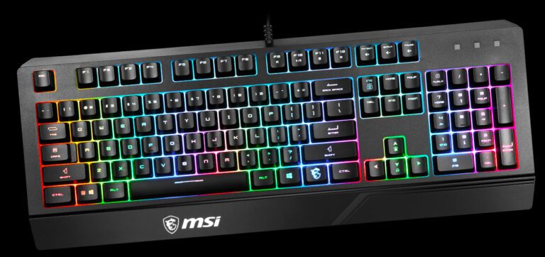 MSI Vigor GK20 Clavier gamer - Touches ergonomiques - Rétroéclairage RGB - Résistant aux projections d'eau - Coloris noir - AZERTY, Français
