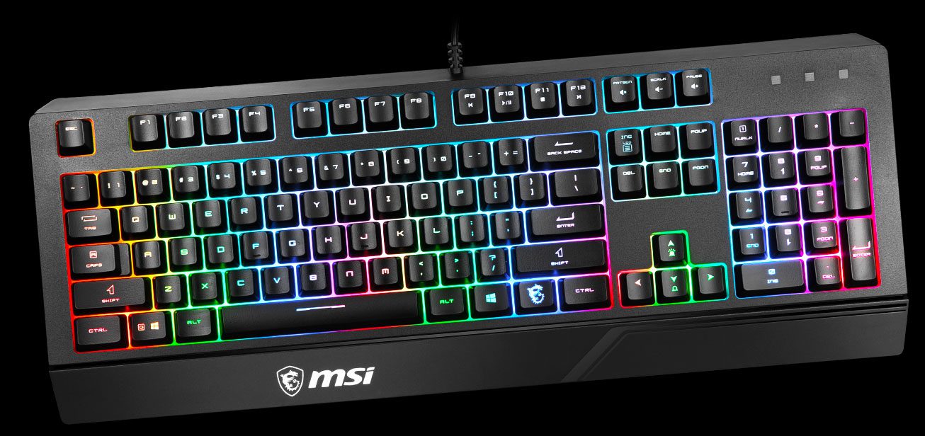 MSI Vigor GK20 Clavier gamer - Touches ergonomiques - Rétroéclairage RGB - Résistant aux projections d'eau - Coloris noir - AZERTY, Français