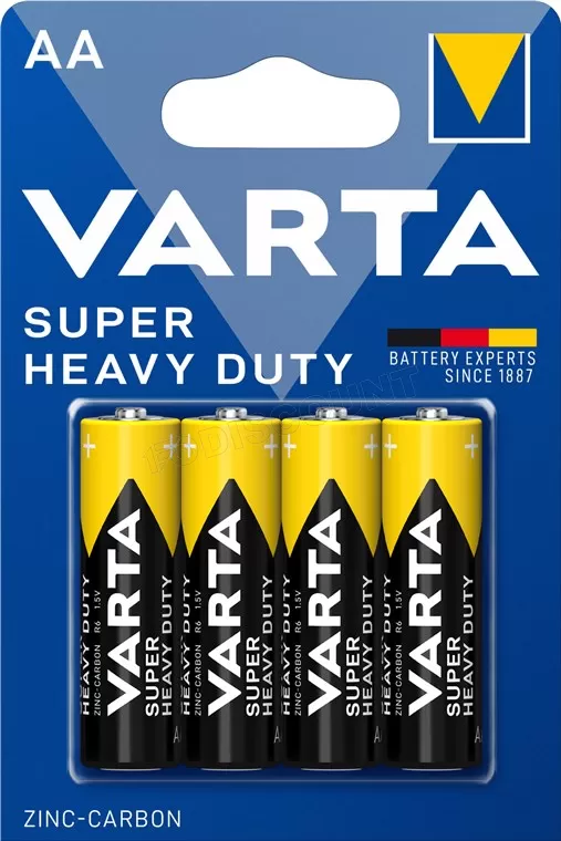 Lot de 4 piles Zinc Varta Super Heavy Duty type AA (LR6) 1,5V