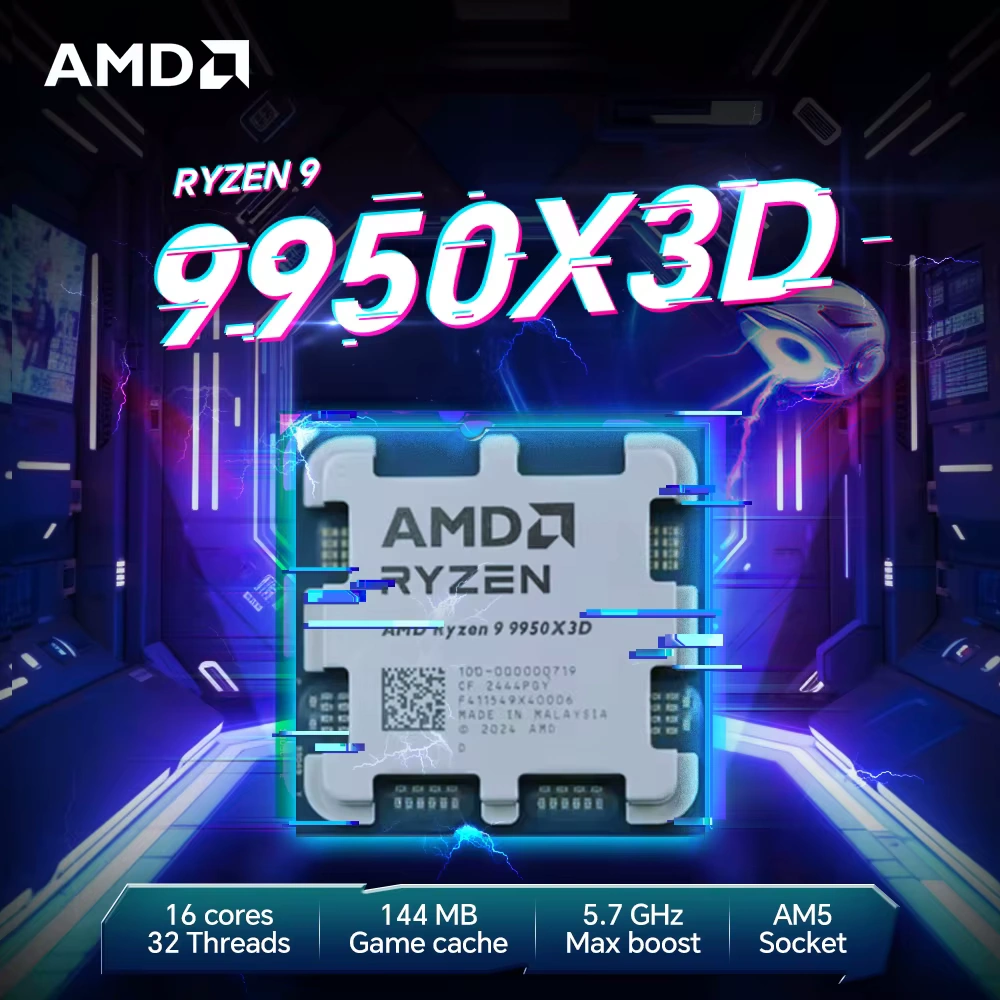 AMD Ryzen 9 9950X3D (4.3 GHz / 5.7 GHz) Processeur 16-Core 32-Threads socket AM5 GameCache 144 Mo 4 nm TDP 170W