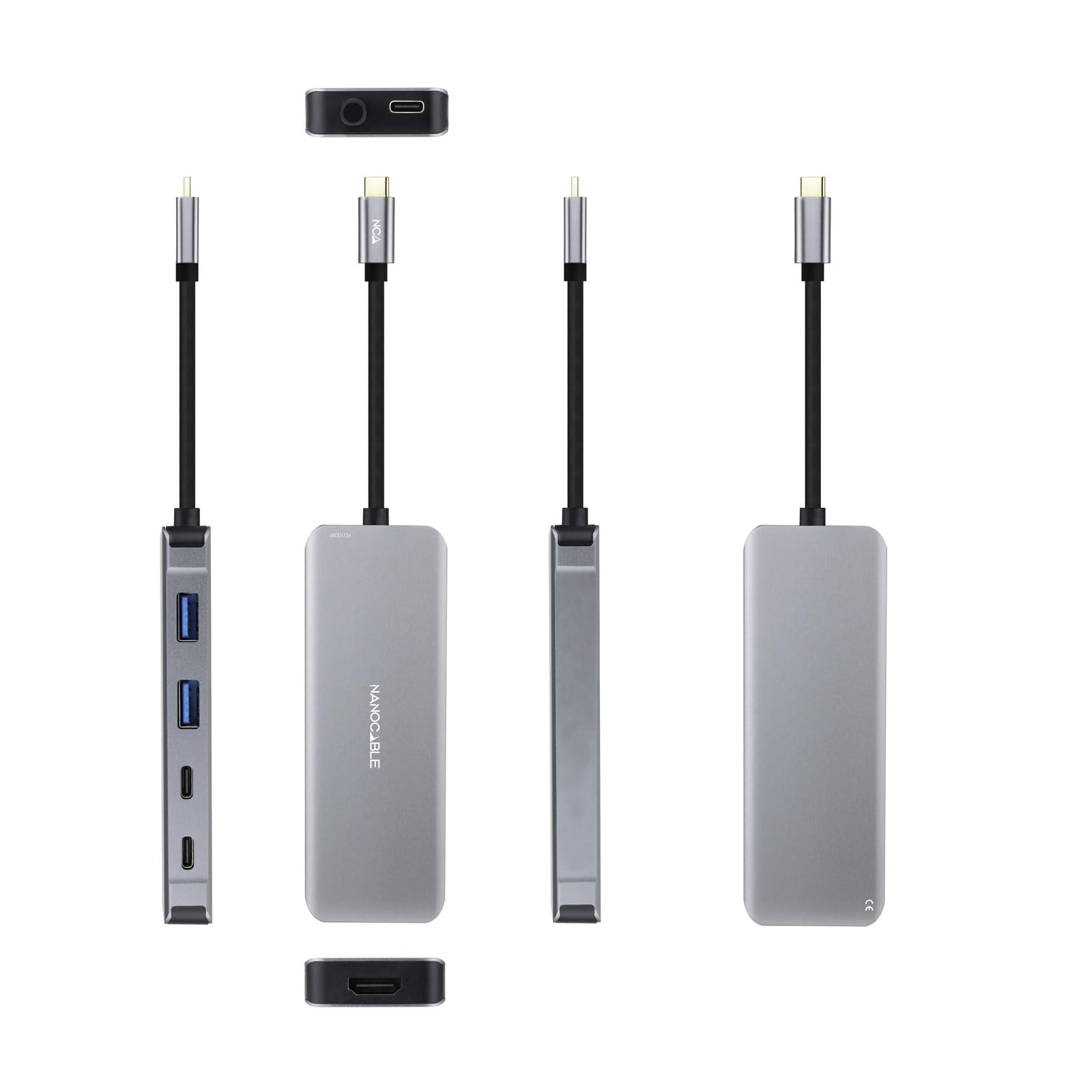Hub USB-C 3.2 Nanocable vers HDMI, USB Type A/C (Gris) - 10.16.1006